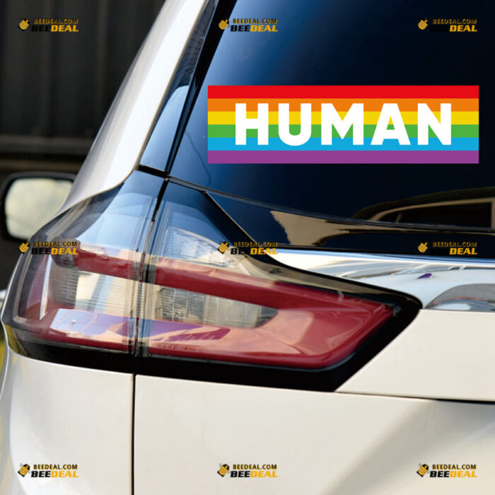 Human LGBTQ Sticker Decal Vinyl Gay Pride Rainbow – For Car Truck Bumper Bike Laptop – Custom, Choose Size, Reflective or Glossy