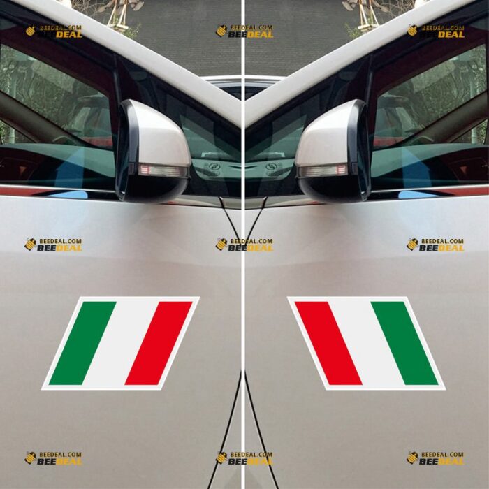 Italian Flag Sticker Decal Vinyl, Fit For Alfa Romeo Maserati Fiat Ferrari Car – Pair, Mirror Images Reversed – Custom, Choose Size, Reflective or Glossy 73032308