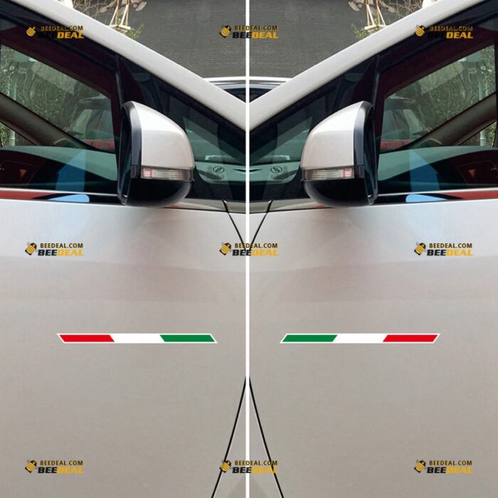 Italian Flag Sticker Decal Vinyl Stripes, Fit For Alfa Romeo Maserati Fiat Ferrari Car – Pair, Mirror Images Reversed – Custom, Choose Size, Reflective or Glossy 73032312