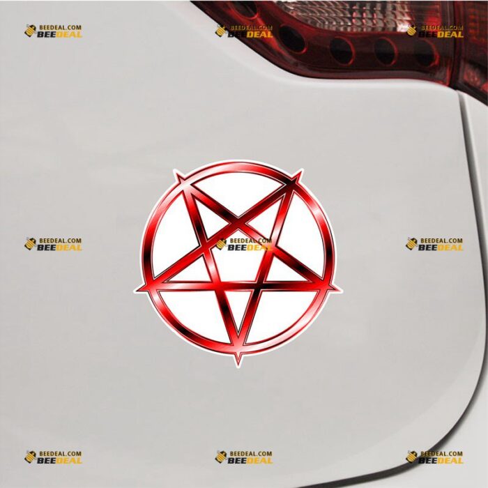 Pentagram Star Sticker Decal Vinyl Red Glaring – For Car Truck Bumper Bike Laptop – Custom, Choose Size, Reflective or Glossy 73132243