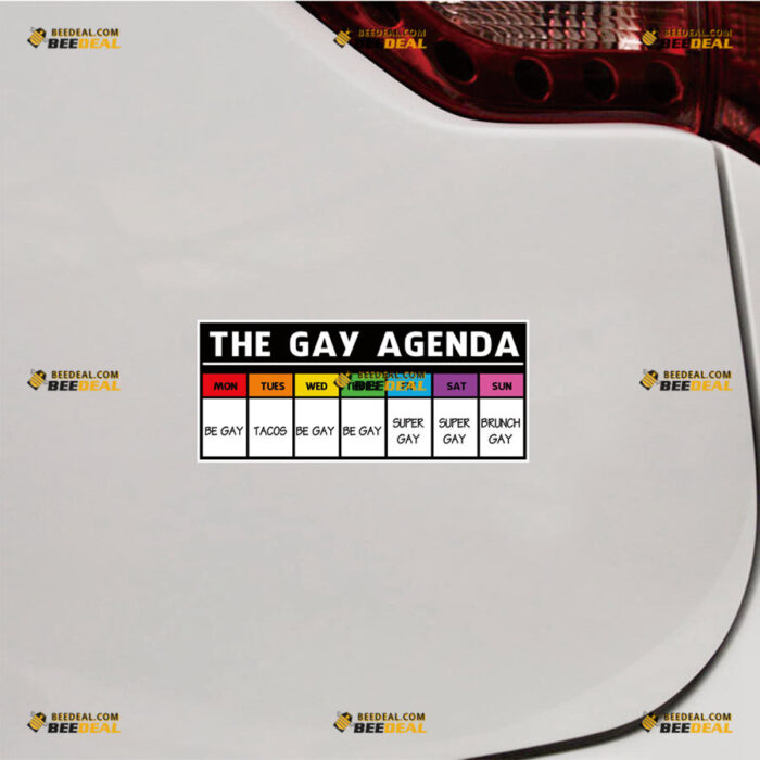 The Gay Agenda Sticker Decal Vinyl Funny, LGBTQ Gay Pride Rainbow – For Car Truck Bumper Bike Laptop – Custom, Choose Size, Reflective or Glossy