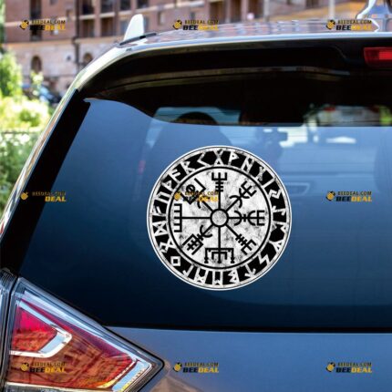 Vegvisir Sticker Decal Vinyl, Runic Compass, Viking Odin Norse, Grunge Subdued – For Car Truck Bumper Bike Laptop – Custom, Choose Size, Reflective or Glossy 73130035