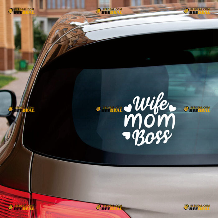 Wife Mom Boss Sticker Decal Vinyl Heart – For Car Truck Bumper Bike Laptop – Custom, Choose Size Color – Die Cut No Background 8263945