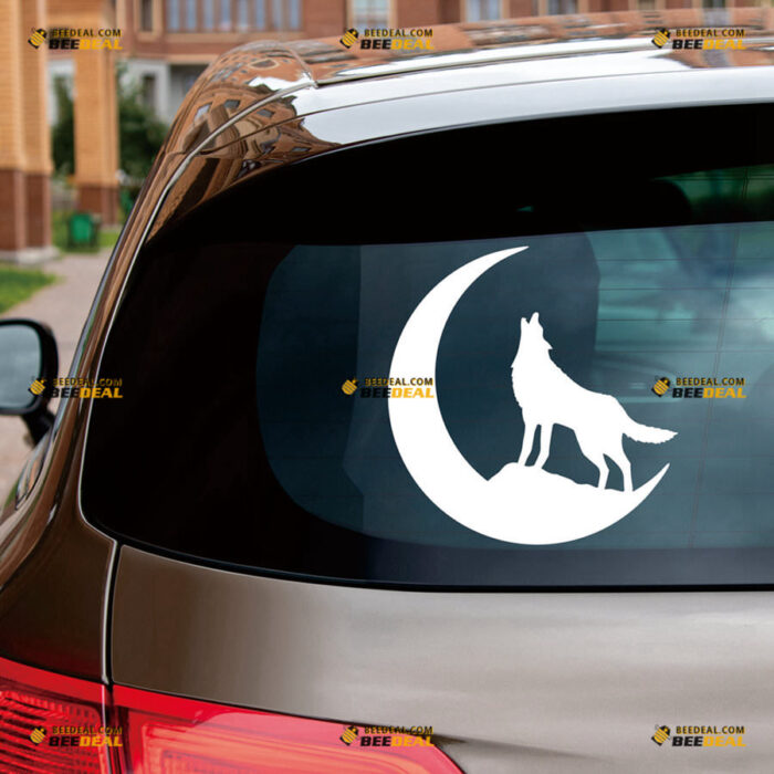 Wolf Howling Wolves Sticker Decal Vinyl Night Moon – For Car Truck Bumper Bike Laptop – Custom, Choose Size Color – Die Cut No Background