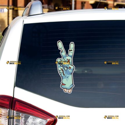 Zombie Peace Hand Sticker Decal Vinyl Funny – For Car Truck Bumper Bike Laptop – Custom, Choose Size, Reflective or Glossy 8132227