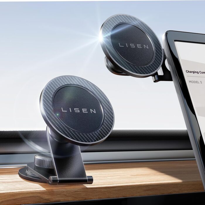 LISEN Tesla Phone Mount Holder, for MagSafe Car Mount [20 Strongest Magnets] Tesla Model 3/Y/X/S Accessories 2023, Adjustable Tesla Accessories Model 3/Y Compatible with iPhone 14 13 12 Pro Max Plus