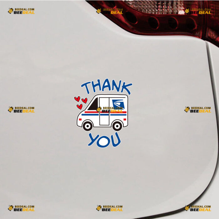 Mailbox Thank You Sticker Decal Vinyl Mailman Deliveryman PO Box Heart Love – For Car Truck Bumper Window – Custom, Choose Size, Reflective or Glossy 92031523