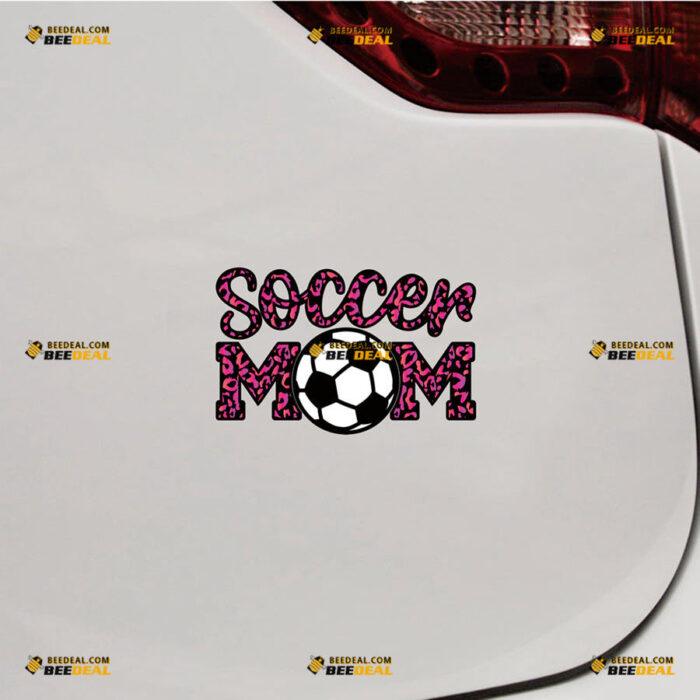 Soccer Mom Sticker Decal Vinyl Football, Pink Leopard Print – For Car Truck Bumper Bike Laptop – Custom, Choose Size, Reflective or Glossy 92031354