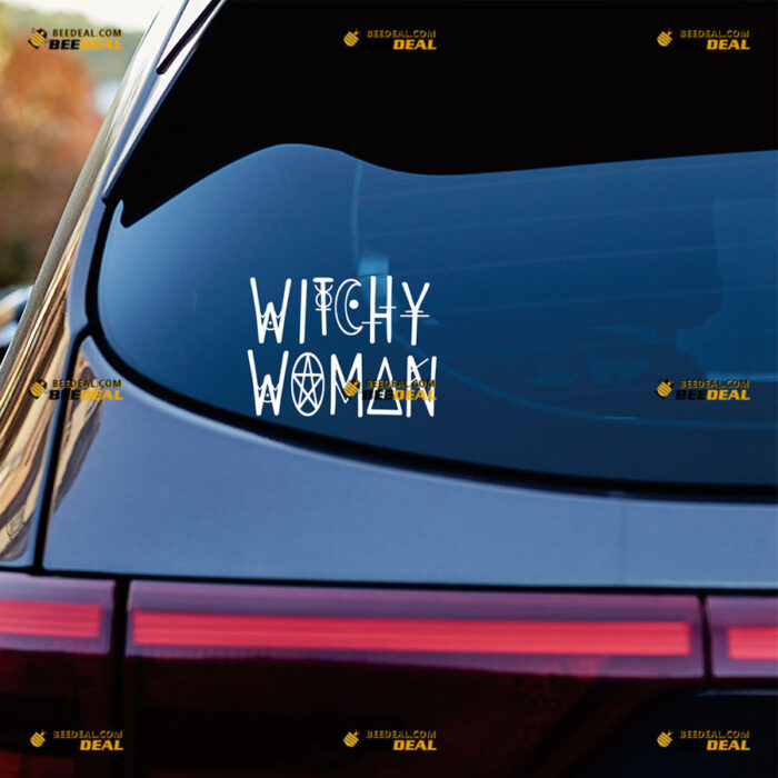 Witchy Woman Sticker Decal Vinyl Wiccan Pentagram Pentacle Moon Witch – For Car Truck Bumper Bike Laptop – Custom, Choose Size Color – Die Cut No Background