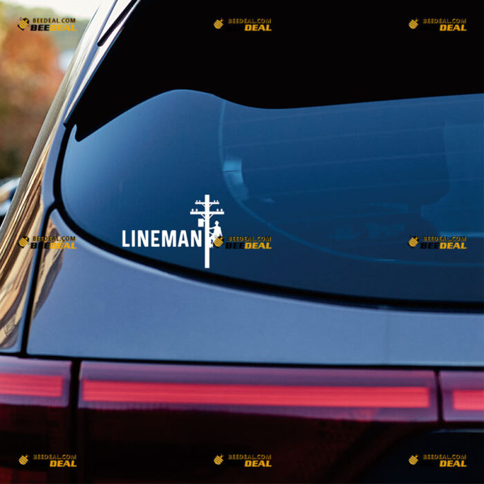 Lineman Electrical Power Line Pole Sticker Decal Vinyl – For Car Truck Bumper Bike Laptop – Custom, Choose Size Color – Die Cut No Background 92630904