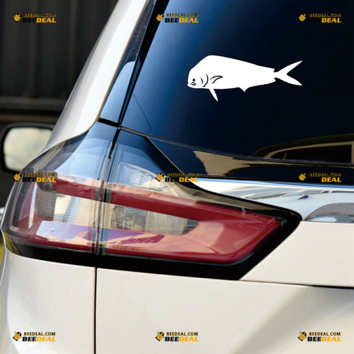 Mahi Fish Sticker Decal Vinyl Dolphin Sea Fishing – For Car Truck Bumper Bike Laptop – Custom, Choose Size Color – Die Cut No Background