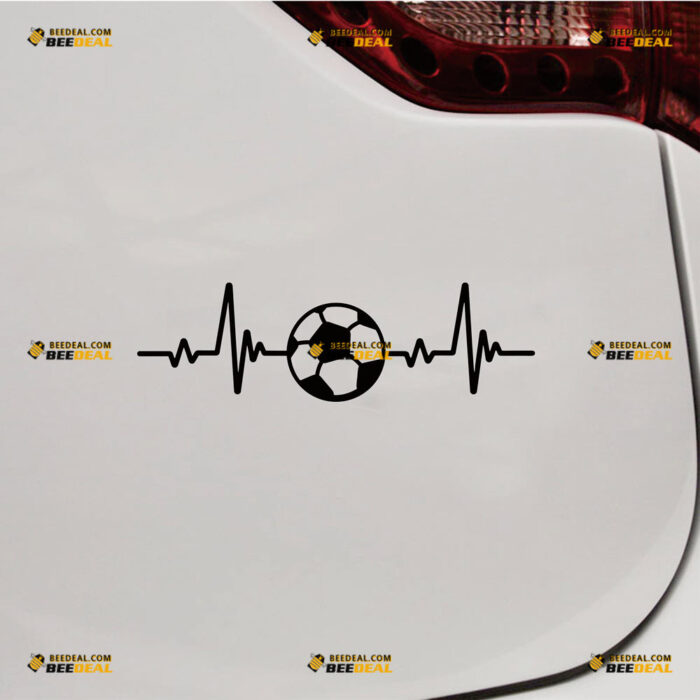 Soccer Ball Football Heartbeat Sticker Decal Vinyl Love – For Car Truck Bumper Bike Laptop – Custom, Choose Size Color – Die Cut No Background