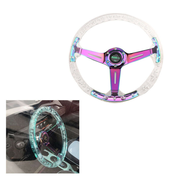 Aluminum 14" 350mm Racing Acrylic Steering Wheel with Quick Release Neo Chrome