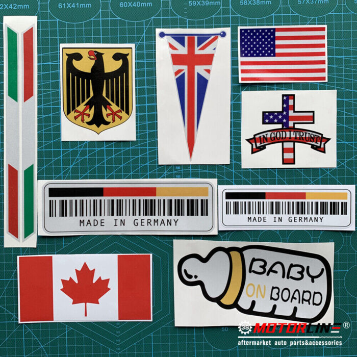 German Flag Barcode Made in Germany Decal Sticker Car Vinyl Reflective Glossy