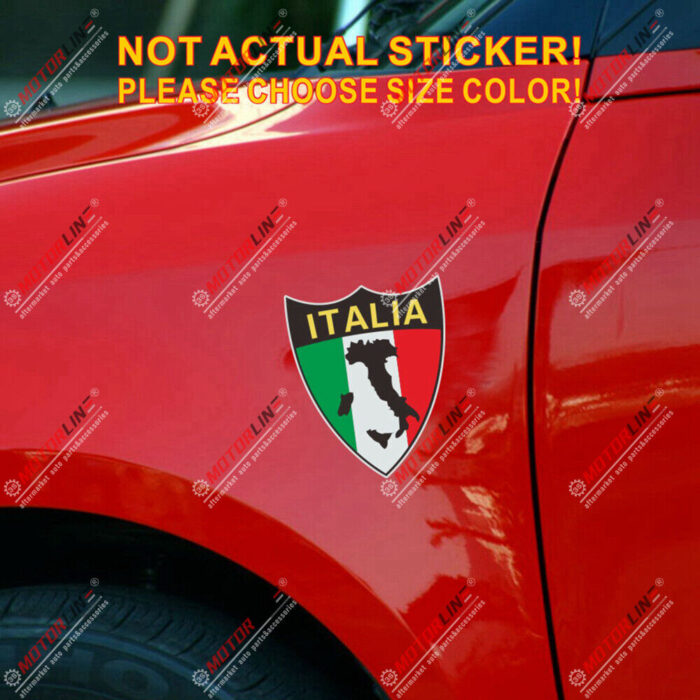 Italy Italian Flag Shield Map Decal Sticker Car Vinyl Reflective Glossy a