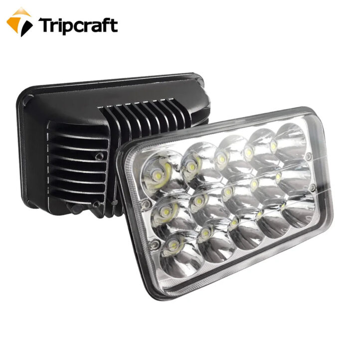 2pcs 45W LED WORK LIGHT H4 4X6 12V 24V high low beam for Off Road auto headlights truck rampe jeep wrangler jk Cherokee XJ lamps