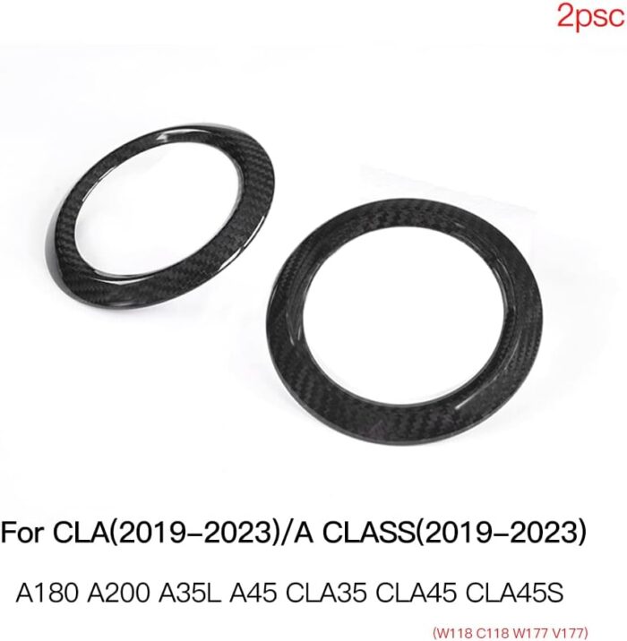 JSWAN 2PCS Carbon Fiber Air Conditioning Outlet Decoration Side Ring Sticker for Mercedes Benz CLA/A Class A180 A200 A35L A45S CLA35 CLA45 W118 W177 V177 Air Condition Vent Outlet Ring Trim Cover