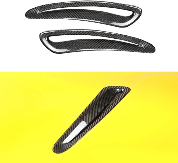 JSWAN Real Carbon Fiber Car Hood Vent Air Flow Intake Body Kits Decoration Panel Cover For GR Supra A90 2019-2023 Air Flow Intake Hood Scoop Bonnet Vent Cover (Bright Black with hole)