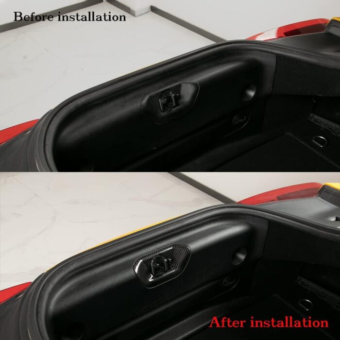 JSWAN Carbon Fibre Rear Trunk Hood Lock Replacement Cover for Toyota Supra A90 GR MK5 (2019-2023) Rear Boot Bumper Lock Portector, Car Door Lock Portector Cover Sticker (Bright Black)