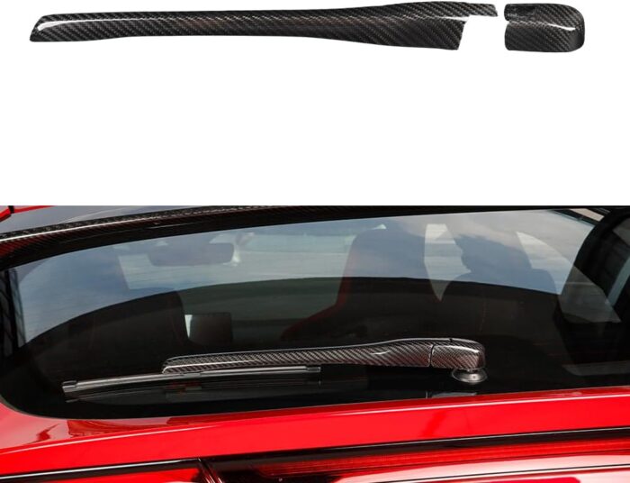 JSWAN Real Carbon Fiber Rear Window Windshield Wiper Cover For 11th Gen Civic Type r FL5 Typer Rear Window Wiper Overlay Trim Cover Window Wiper Arm Blade Kit Exterior Decor Accessories (Bright black)