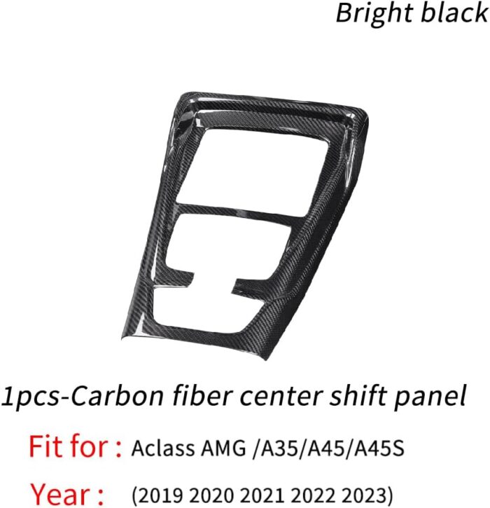 JSWAN Carbon Fiber Gear Shift Panel Trim Cover Sticker for Mercedes Benz AMG A35 A45 A45S W177 Center Console Panl Trim Cover, Interior Decoration Sticker