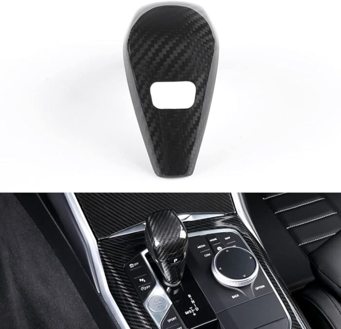 JSWAN Carbon Fiber Gear Shift Knob Cap Cover Trim for BMW 3 4 8 Series G20 G22 330i 325i 430i 425i G42 G14 G02 G05 G06 G07 G28 G29 Z4 M50 XDrive 30i 40i 225i M235i Gear Shift Lever Modified Sticker
