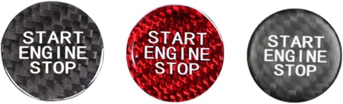 JSWAN Real Carbon Fiber Engine Start Stop Button Cover Go Ignition Sticker for Mercedes Benz AMG A E CLS Gla Glc Glk Cla Keyless Engine Start Push Button Ignition Overlay (Matte Black)