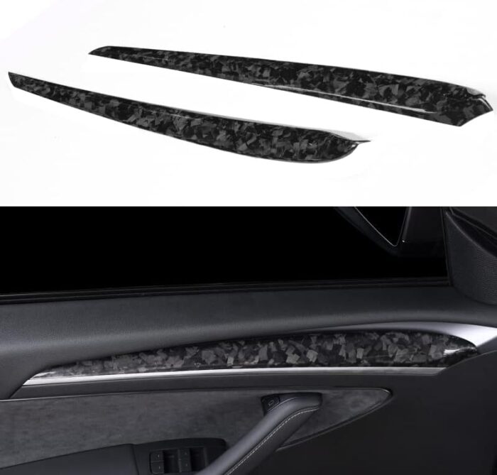 JSWAN Real Carbon Fiber Dash Cover Wrap Fit for Model 3 (2017-2022) and Model Y (2021-2022) Dashboard Cover Matte Gloss Forging 3K240 Dry Carbon Fiber Dash Panel Sticker(M3/Y-Dashboard Matte)