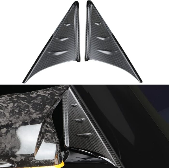 JSWAN Carbon Fiber A Pillar Rearview Mirror Panel Trim Cover for GR Supra A90 2019-2023 Side Window A-Pillar Triangle Cover (Matte Black)