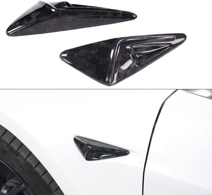 JSWAN Carbon Fiber Side Camera Cover for Tesla Model 3 Model Y (2017-2022) Exterior Accessories All Inclusive Protective Cover (Bright Black)(C923BBK)