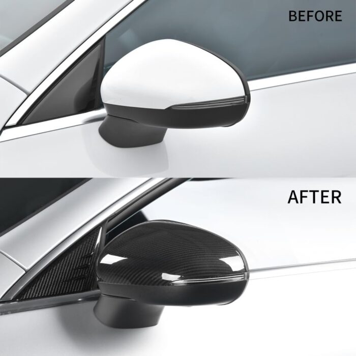 JSWAN 2PCS Real Dry Carbon Fiber Door Rearview Mirror Cover For Mercedes Benz A200 A180 A220L Cla35 Cla45 AMG Cla200 Cla260 Side Rearview Mirror Cap Exterior Mirrors Overlay