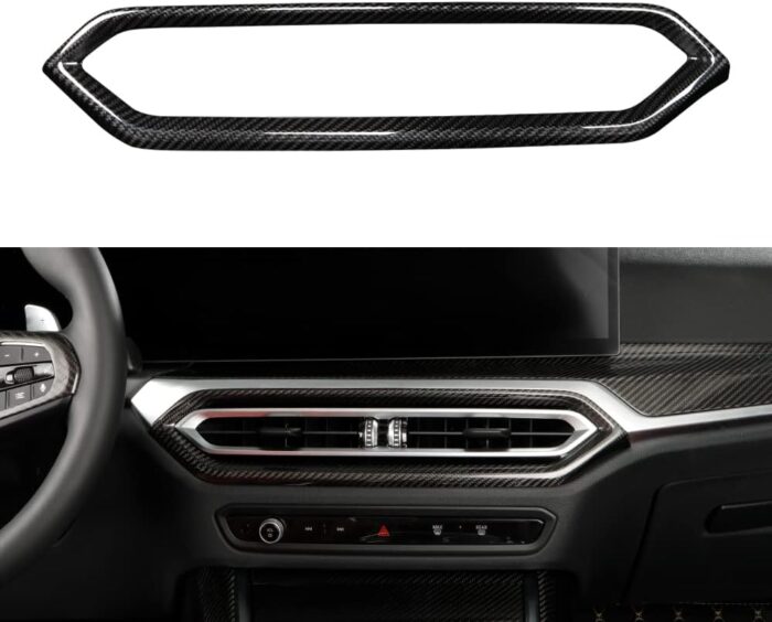 JSWAN Carbon Fiber Air Conditioning Outlet Vent Frame Cover for BMW 2 3 Series G20 G42 330i 330e 325i M240i M3 G80 G87 i4 M50 i3 eDrive 40L (2023) Dashboard AC Ventilation Trim, Front Air Vent Clips