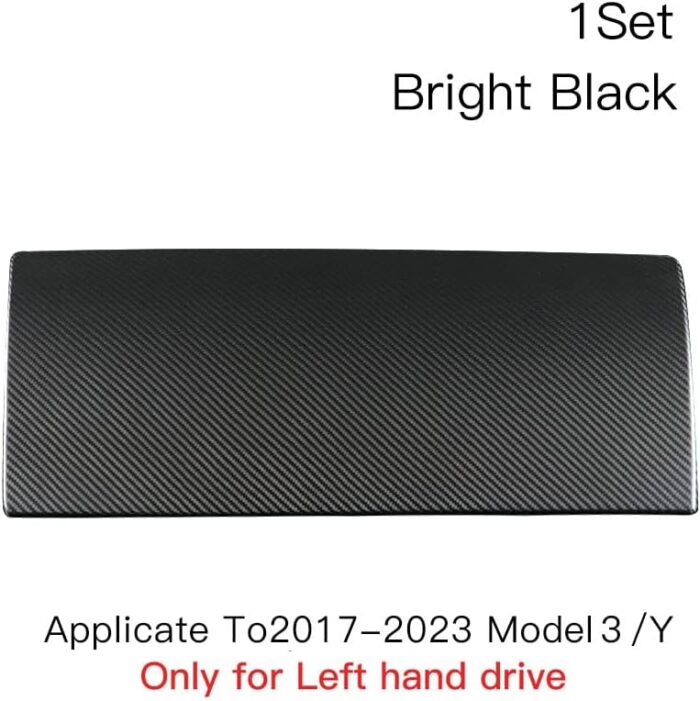 JSWAN Carbon Fiber Glove Box Protector Cover for Tesla Model 3/Y 2017-2022 Glove Box Anti Kick Pad Interior Accessories Dash Covers (Bright Black)
