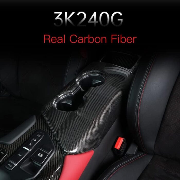 JSWAN Real Carbon Fiber Car Central Control Cup Holder Trim Panel Cover for GR Supra A90 Left-Hand Drive Water Cup Slot Sticker Armrest Box Decorative Cover Car Interior Accessories