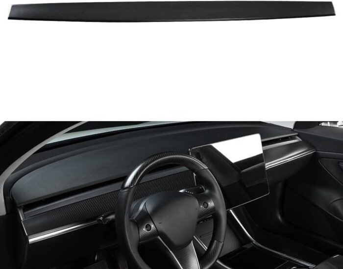 JSWAN Real Carbon Fiber Dash Cover Wrap Fit for Model 3 (2017-2022) and Model Y (2021-2022) Dashboard Cover Matte Gloss Forging 3K240 Dry Carbon Fiber Dash Panel Sticker(M3/Y-Dashboard Matte)