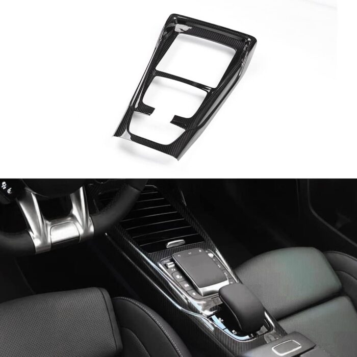 JSWAN Carbon Fiber Gear Shift Panel Trim Cover Sticker for Mercedes Benz AMG A35 A45 A45S W177 Center Console Panl Trim Cover, Interior Decoration Sticker