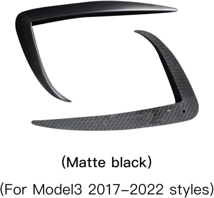 JSWAN Carbon Fiber Front Bumper Lip Spoiler for Tesla Model 3 2017-2023 Car Front Spoiler Splitter Wing Scratch Protector Cover, Car Front Fender Decorative Sticker (Matte Black)