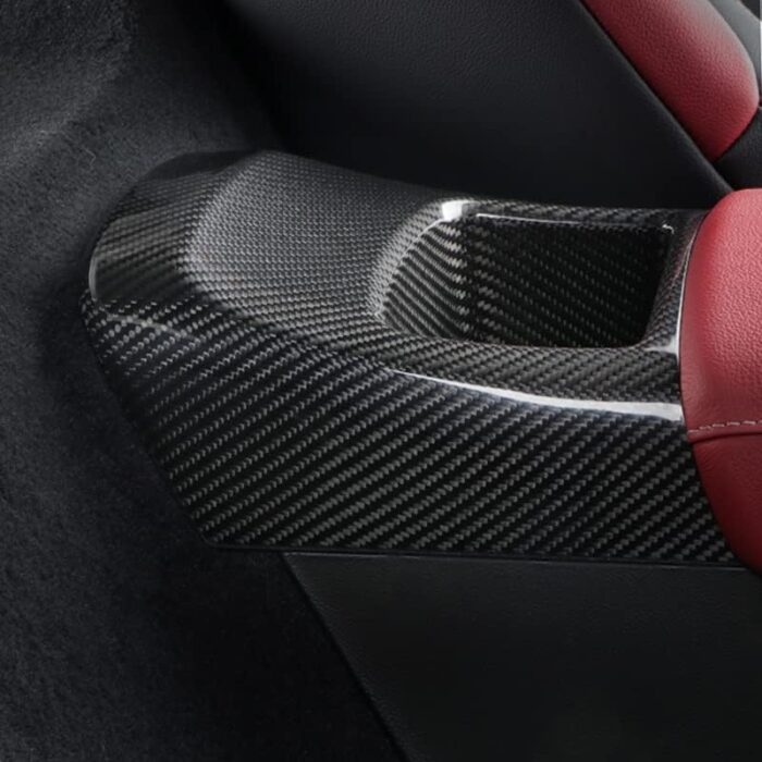 JSWAN Real Carbon Fiber Car Central Control Armrest Box Storage Cover for GR Supra A90 2019-2023 Water Cup Slot Cover Trim Panel Sticker Car Accessories (Bright Black)
