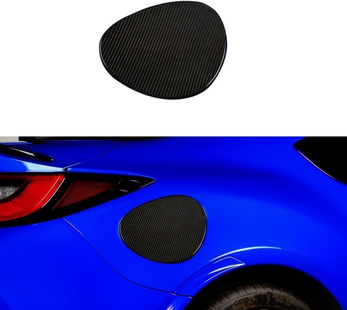 JSWAN Real Carbon Fiber Fuel Tank Cover Fit for Subaru BRZ Scion FRS Toyota FT86 Direct Add-On gas fuel door cover Gas Lid Cap Fuel Filler Cover Gas Tank Cap Cover