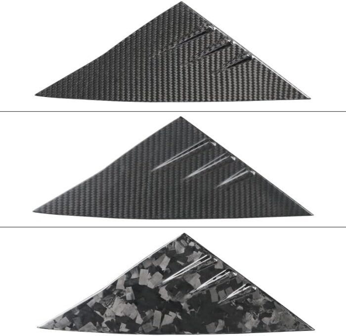 JSWAN Carbon Fiber A Pillar Window Triangle Cover for Tesla Model 3 / Y 2017-2023 Car Deflector Exterior Accessories (Bright Black, for Model 3)