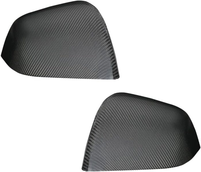 JSWAN Carbon Fiber Door Mirror Covers Side Mirror Rearview Cover Caps Rearview Replacement For Tesla Model Y Door Rearview Mirror Cover Cap Exterior Protect Accessories (Matte Black style)