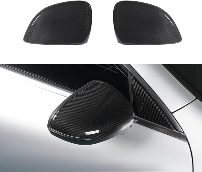 JSWAN 2PCS Real Dry Carbon Fiber Door Rearview Mirror Cover For Mercedes Benz A200 A180 A220L Cla35 Cla45 AMG Cla200 Cla260 Side Rearview Mirror Cap Exterior Mirrors Overlay