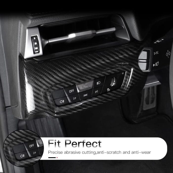 JSWAN Carbon Fiber Headlight Power Switch Panel Cover for Supra GR A90 MK5 2019-2023 Car Dashboard Side Sticker, A90 Interior Accessories (Bright Black)