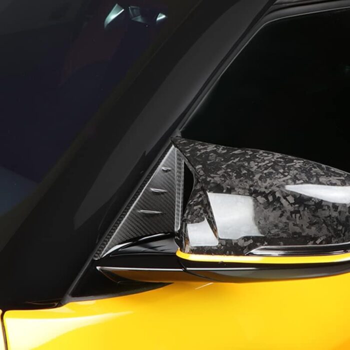 JSWAN Carbon Fiber A Pillar Rearview Mirror Panel Trim Cover for GR Supra A90 2019-2023 Side Window A-Pillar Triangle Cover (Matte Black)