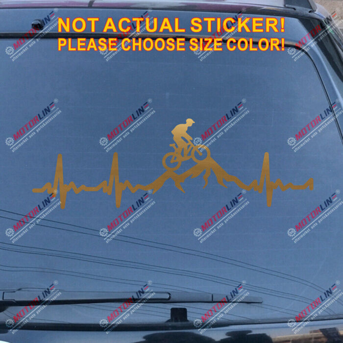 Cycling Funny Bike Bicycle Decal Sticker Vinyl Heart Beat Mountain Racing Rider