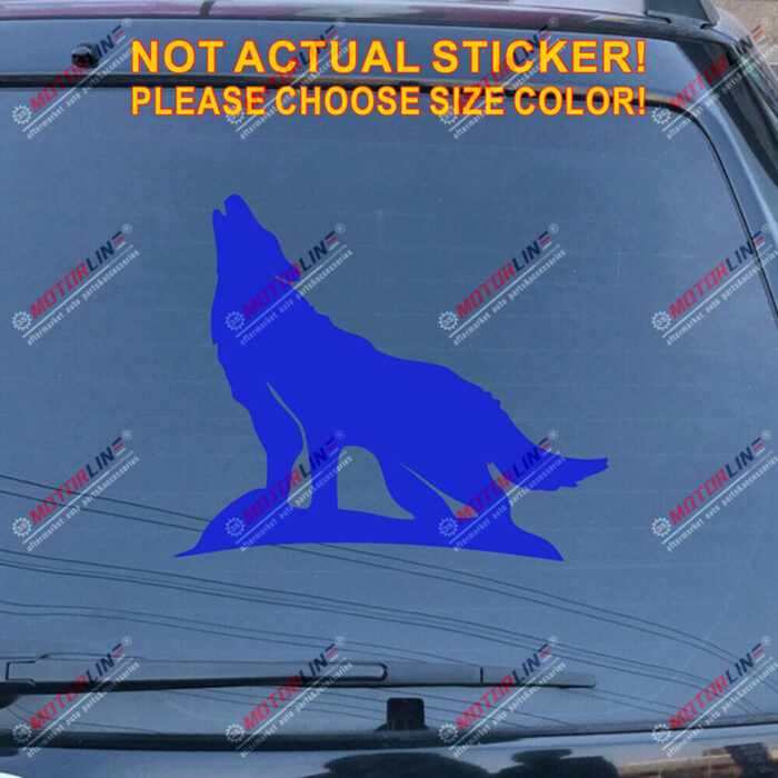 Howling Wolf Decal Sticker Car Vinyl pick size color no bkgrd die cut a