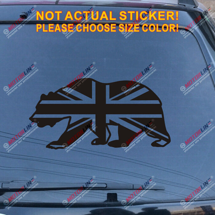 California State Bear Cali UK Union Jack Flag Decal Sticker Car Vinyl pick size