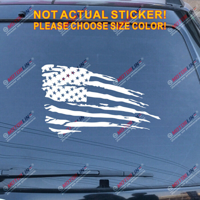 USA American Flag Decal Sticker Car Vinyl pick size American no bkgrd distressed