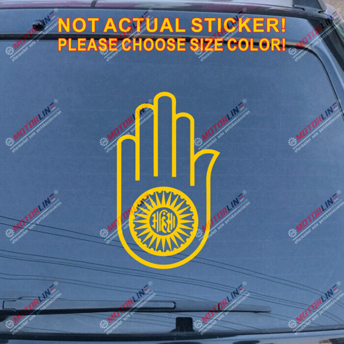 Jainism Ahimsa Hand Decal Sticker Car Vinyl pick size color no bkgrd