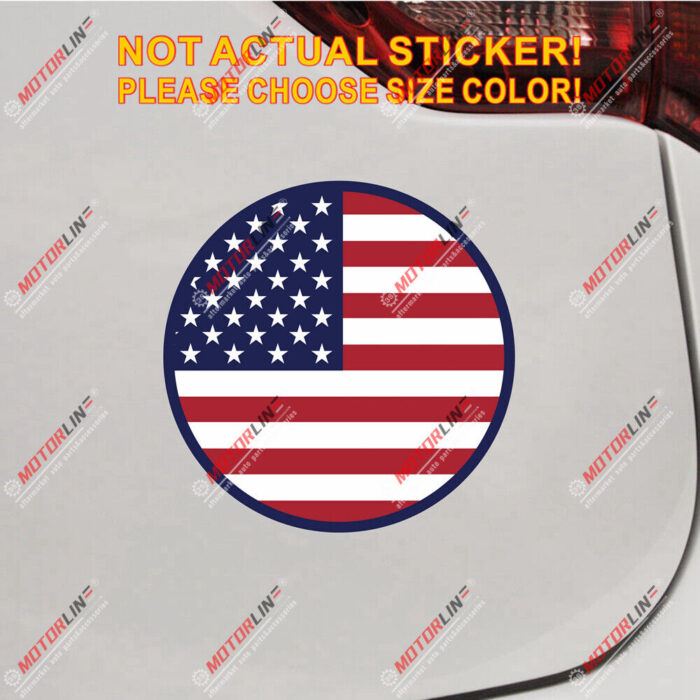 US Flag American round Decal Sticker Car Vinyl Reflective Glossy pick size